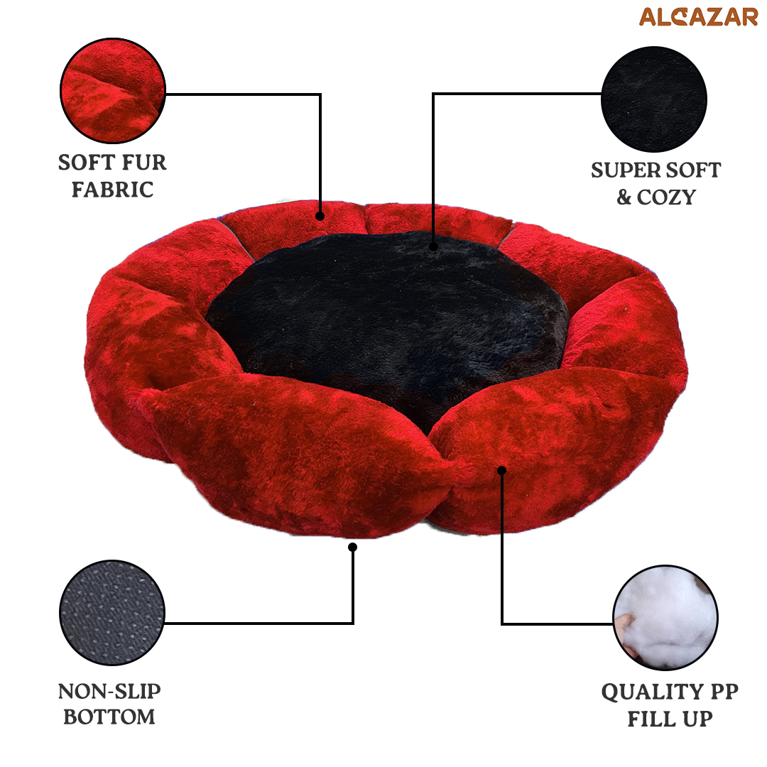 Dog Bed Red Black