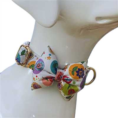 ALCAZAR Stylish Dog Bow Tie Collar With Adjustable Neck Size Large (Large, Floral-Pattern)