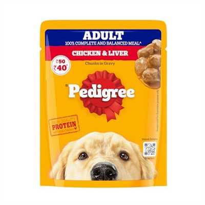 Pedigree Adult Wet Dog Food, Chicken & Liver Chunks in Gravy, 70 g (Pack of 1)